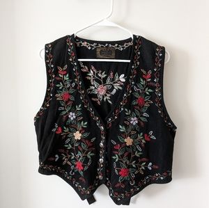 Vintage Embroidered Floral Vest